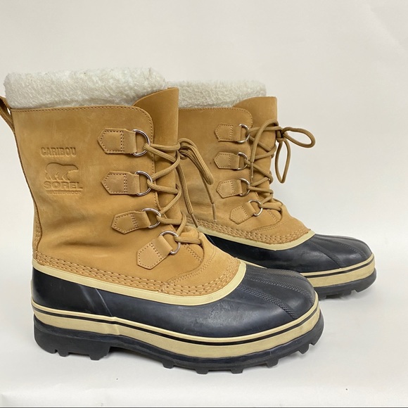 Sorel Shoes | Sorel Caribou Boot Tan Black Suede Lace Up Traction Sole Shearling Size 11 | Color: Black/Tan | Size: 11 | Pm-39746402's Closet